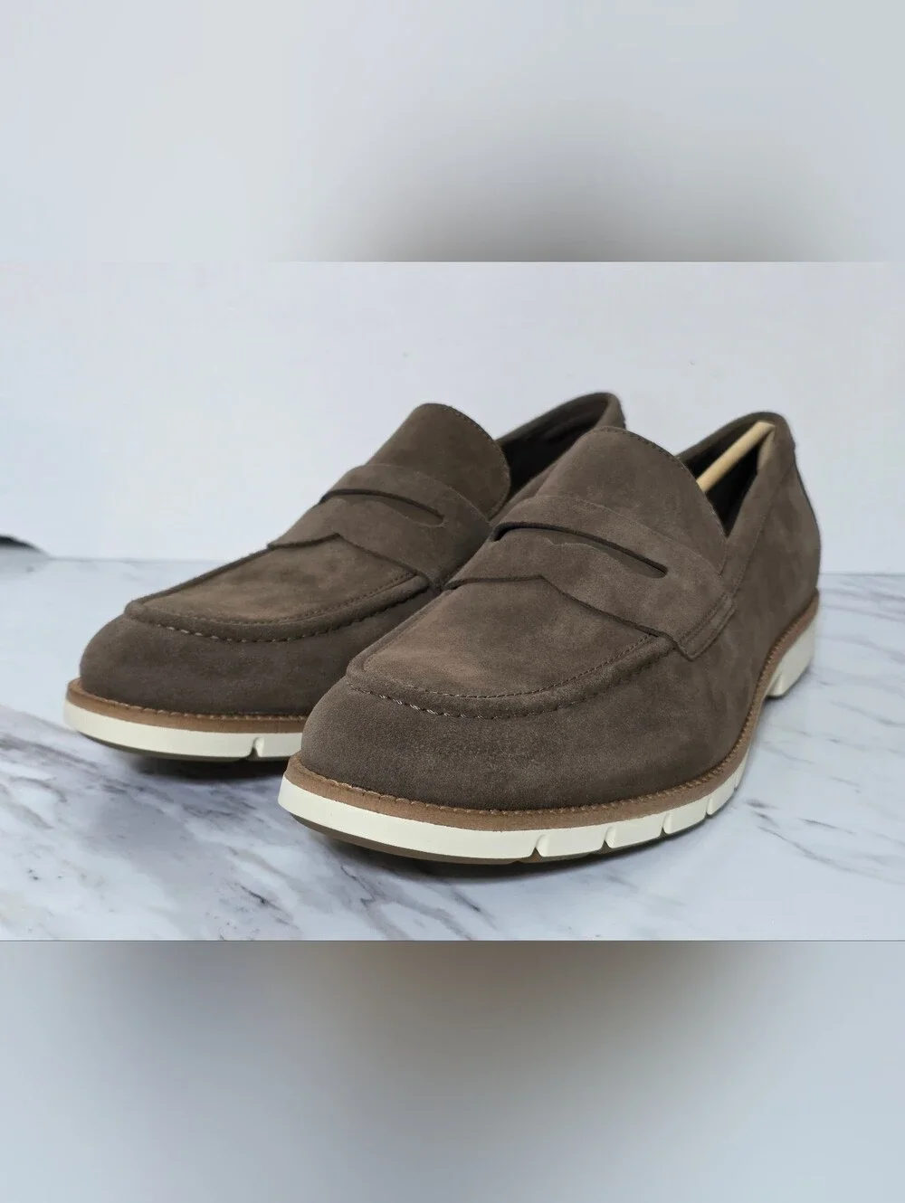 Cole Haan Brown Suede Slip-On Penny Loafers